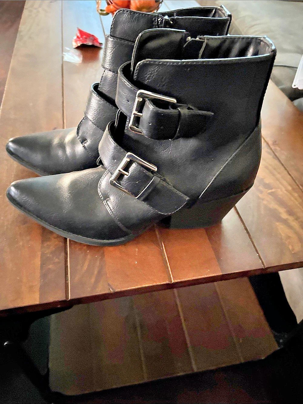 Black Buckle Ankle Boots Like New